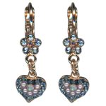 Earrings By Mariana Woman Heart Floral Montana Blue and Moonlight Swarovski Crystals - Image 2
