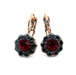 Earrings By Mariana Woman Sassy Floral Sapphire and Siam Swarovski Crystals - Image 3
