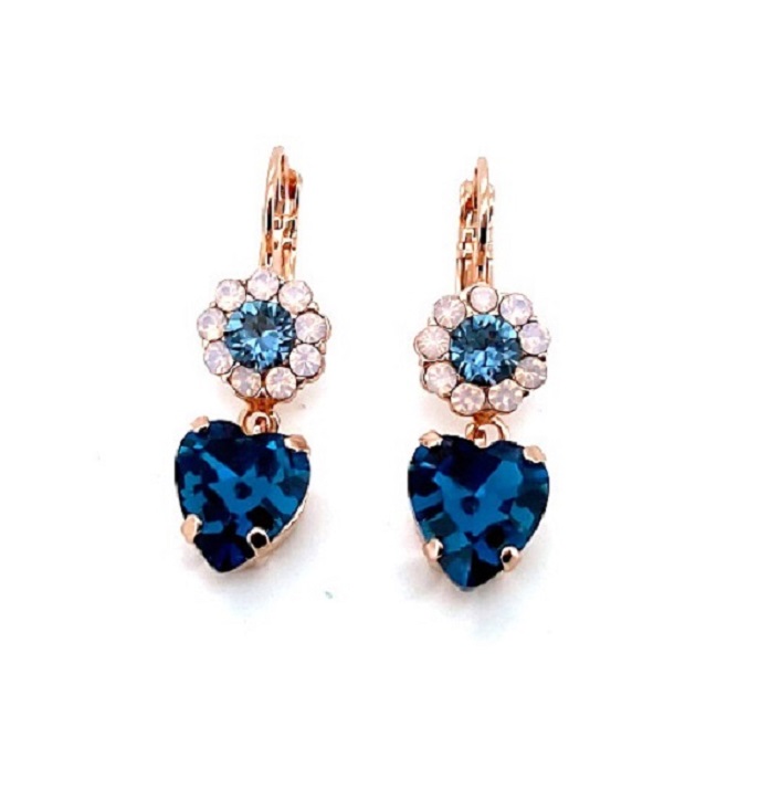 E-1379-11-1118-RG6 (1) Earrings By Mariana Woman Heart Montana Blue and Opal Swarovski Crystals - Image 1