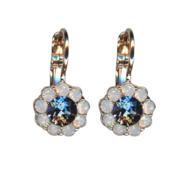 Mariana Earrings Lovely Floral in Montana Blue & Pink Opal Austrian Crystals Blue Morpho My Butterfly Coll.