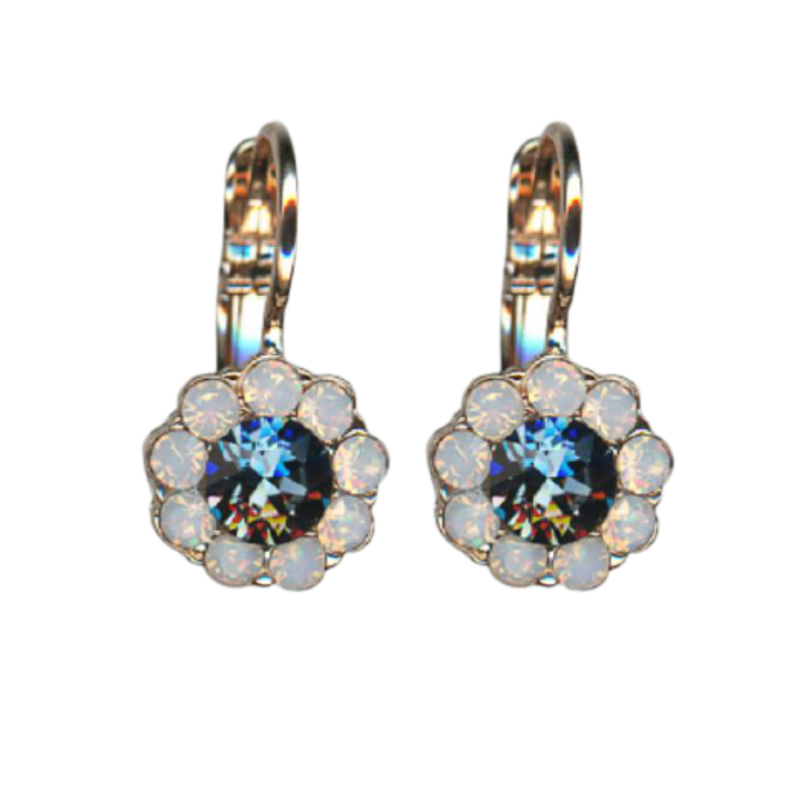 E-1379-1118-RG6(1) Mariana Earrings Lovely Floral in Montana Blue & Pink Opal Austrian Crystals Blue Morpho My Butterfly Coll. - Image 1