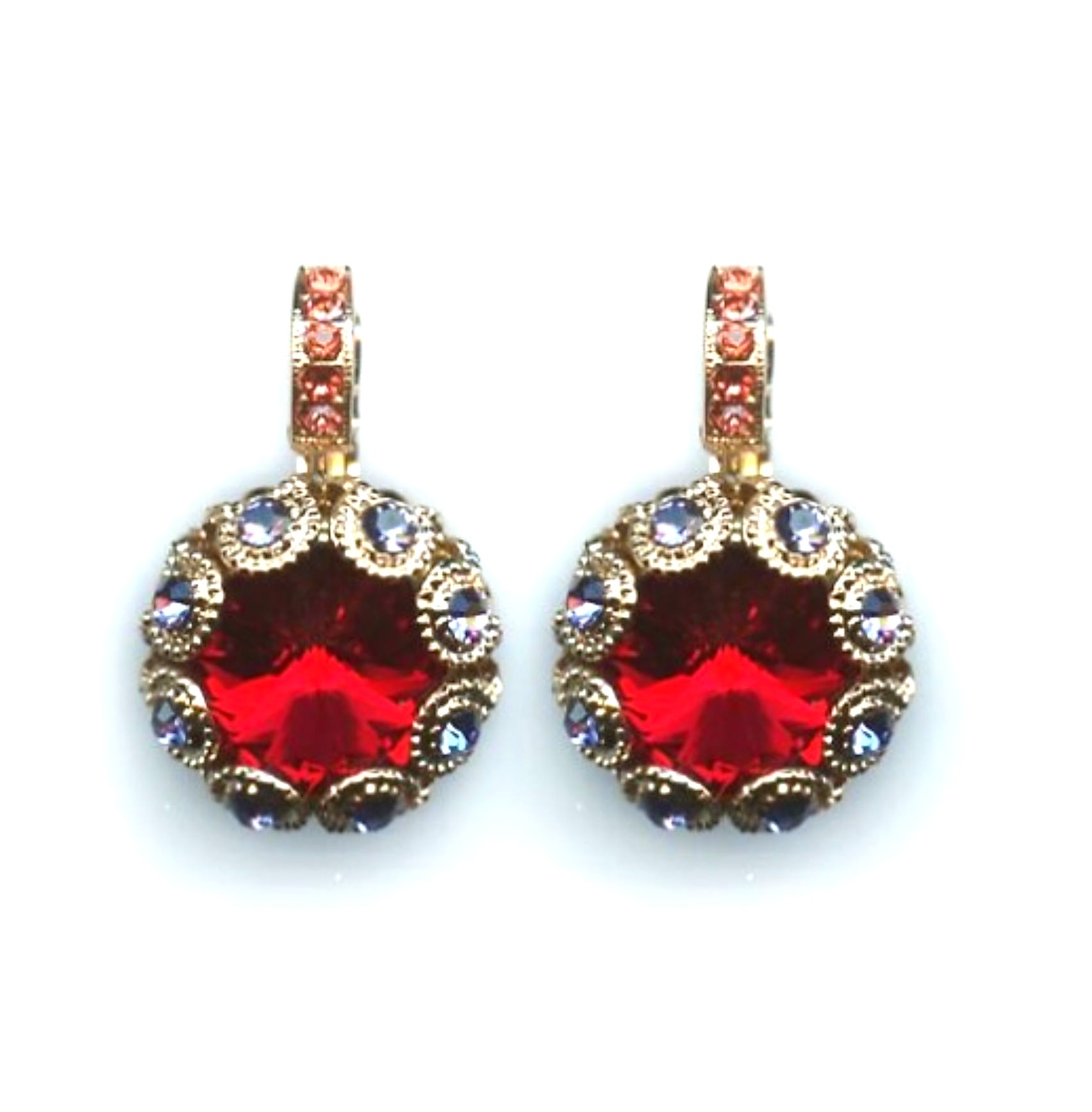 E-1386-1091-RG6 (1) Mariana Earrings Stunning Siam & Lt Sapphire Austrian Crystals Xenia Odyssey 2018 Coll. - Image 1