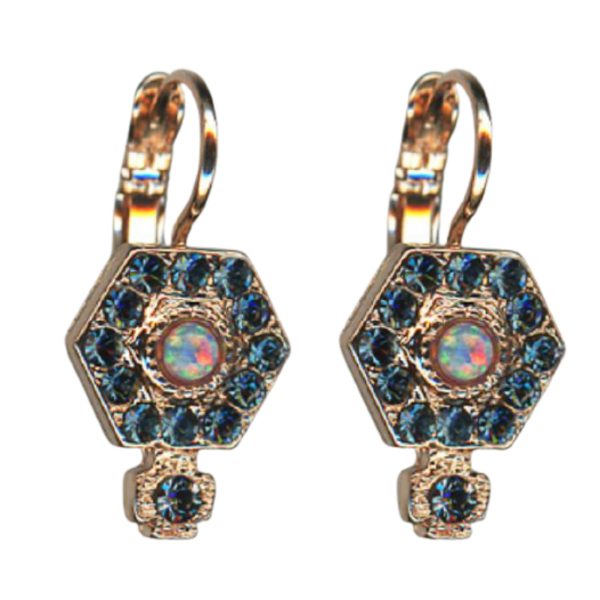 Mariana Earrings Stunning Hexagon Montana Blue Austrian Crystals Blue Morpho My Butterfly Coll.