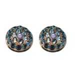 Mariana Earrings Glitzy Montana Blue, Moonlight & Pink Pearl Austrian Crystals Blue Morpho My Butterfly Coll. - Image 2