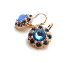 Mariana Earrings Shimmering Floral in Blues & Pink Pearl Austrian Crystals Blue Morpho My Butterfly Coll. - Image 3