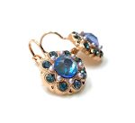 Mariana Earrings Shimmering Floral in Blues & Pink Pearl Austrian Crystals Blue Morpho My Butterfly Coll. - Image 2
