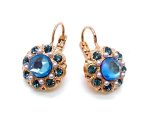 Mariana Earrings Shimmering Floral in Blues & Pink Pearl Austrian Crystals Blue Morpho My Butterfly Coll.