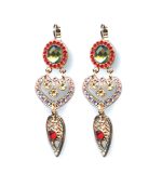 Mariana Earrings Elegant Dangling Chrysolite, Siam, Jonquil & Lt Sapphire Austrian Crystals Gaea Odyssey 2018 Coll.