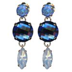 Mariana Earrings Fab Dangling Blue Opal, Montana & White Opal Austrian Crystals Blue Morpho My Butterfly Coll. - Image 2