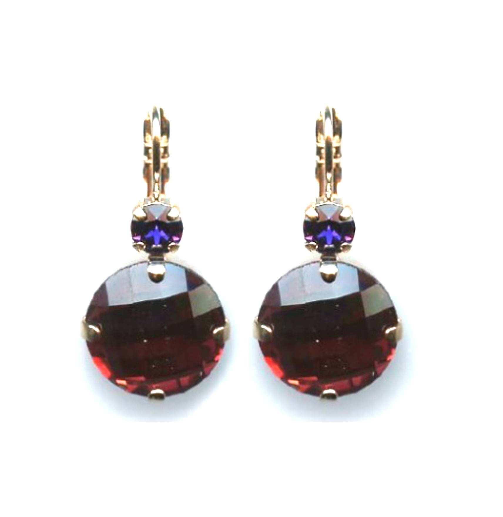 E-1506-1091-RG6 (1) Earrings By Mariana Woman Faceted Ruby and Velvet Swarovski Crystals - Image 1