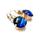 Earrings By Mariana Woman Faceted Montana Blue and Moonlight Swarovski Crystals - Image 3