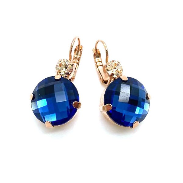Earrings By Mariana Woman Faceted Montana Blue and Moonlight Swarovski Crystals