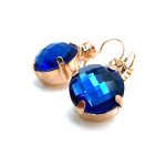 Earrings By Mariana Woman Faceted Montana Blue and Moonlight Swarovski Crystals - Image 2