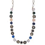 Mariana Necklace Floral in Blues, Pink Opal, Peach Opal & Lt Peach Austrian Crystals Blue Morpho My Butterfly Coll. - Image 2