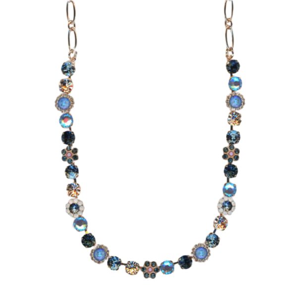 Mariana Necklace Lovely Floral in Blues, Pinks, Lt Peach & Moonlight Austrian Crystals Blue Morpho My Butterfly Coll.