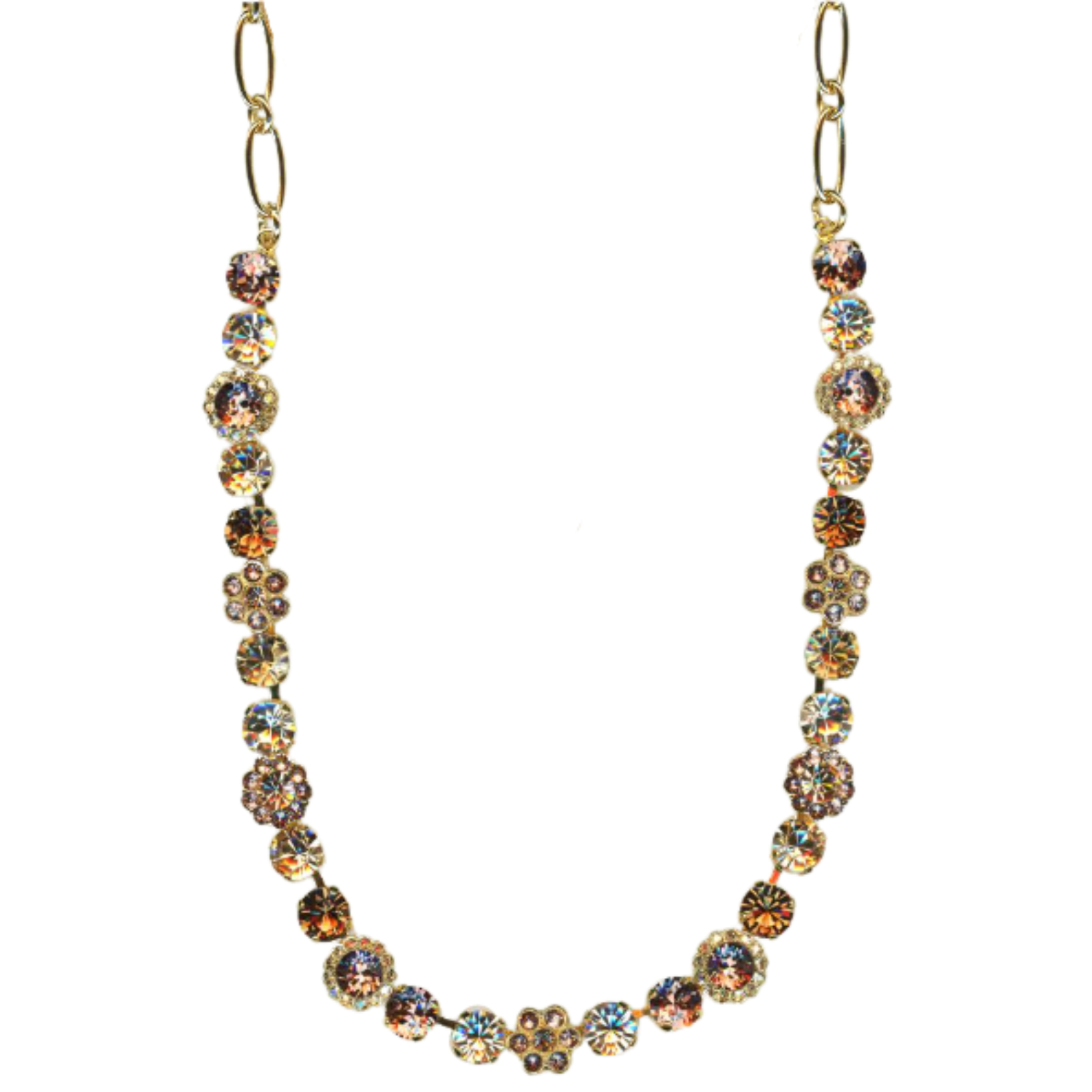 N-3173-4-1119-YG(1) Mariana Necklace Shimmering Floral in Golden Shadow & Lt Smoked Topaz Austrian Crystals Euploea Core My Butterfly Coll. - Image 1