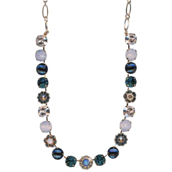 Mariana Necklace Gorgeous Floral in Blues, Pink Opal & Moonlight Austrian Crystals Blue Morpho My Butterfly Coll.
