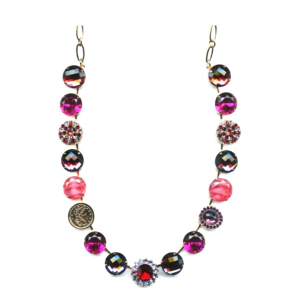 Mariana Necklace Gorgeous Floral in Purples, Lt Sapphire, Fuchsia, Peach & Ruby Austrian Crystals Xenia Odyssey 2018 Coll.