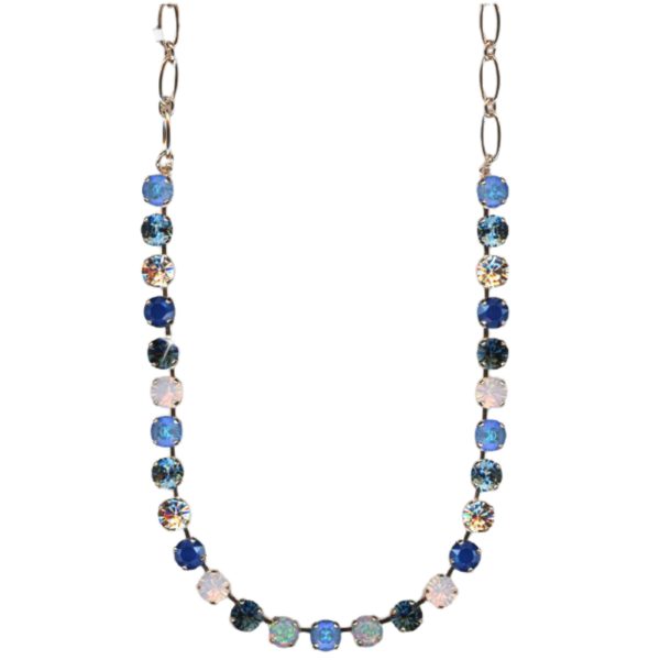 Mariana Necklace Cobochon Opal Mineral, Blues, Pink Opal & Moonlight Austrian Crystals Blue Morpho My Butterfly Coll.