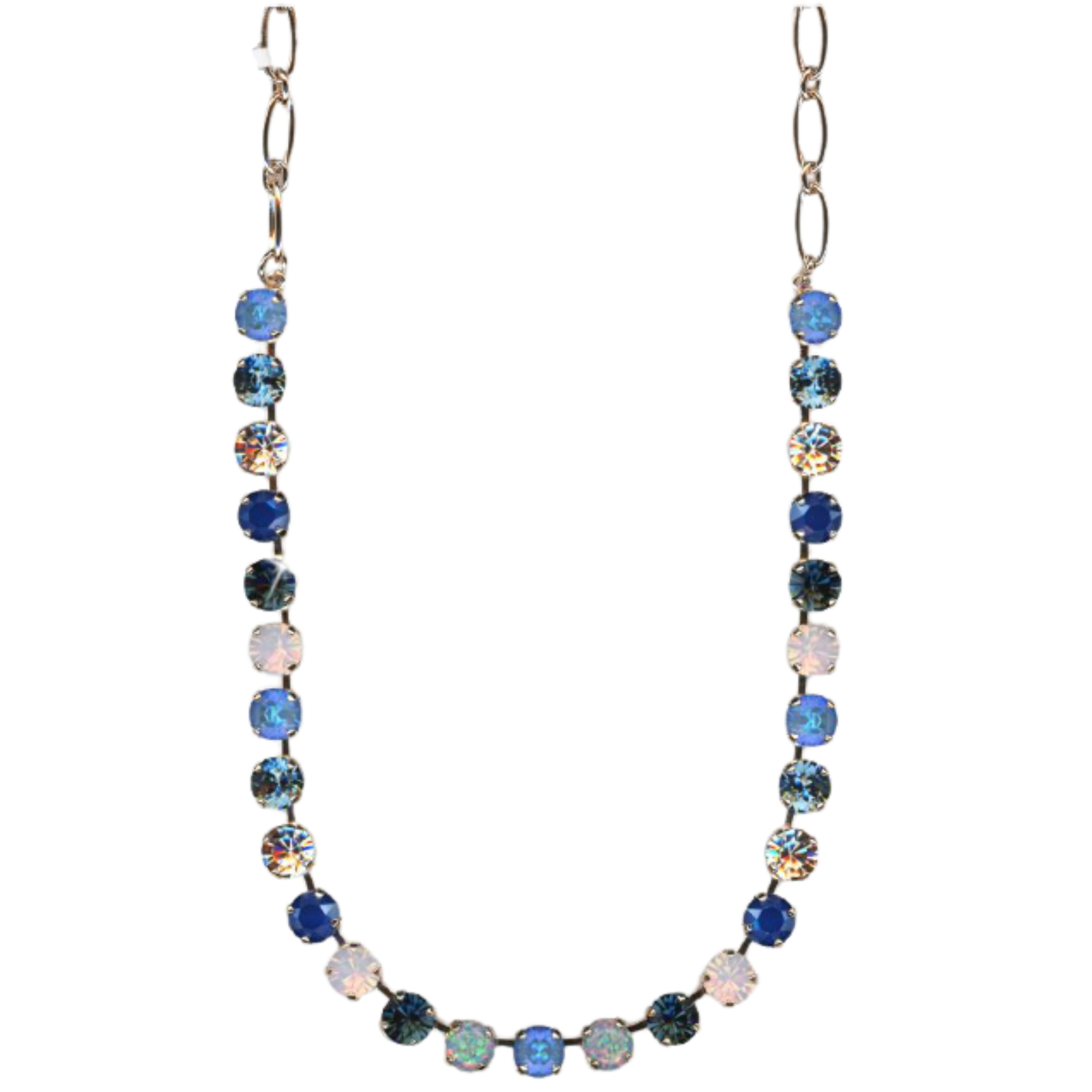 N-3252SO2-M1118-RG(1) Mariana Necklace Cobochon Opal Mineral, Blues, Pink Opal & Moonlight Austrian Crystals Blue Morpho My Butterfly Coll. - Image 1