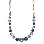 Mariana Necklace Floral in Blues, Lt Peach & Pink Opal Austrian Crystals Blue Morpho My Butterfly Coll. - Image 2