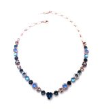 Necklace By Mariana Woman Heart Blues and Moonlight Swarovski Crystals