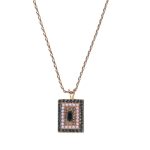 Mariana Necklace Pendant Fab Montana Blue, Pink Pearl & Lt Peach Austrian Crystals Blue Morpho My Butterfly Coll.