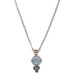 Mariana Necklace Pendant Cobochon Opal Mineral & Montana Blue Austrian Crystals Blue Morpho My Butterfly Coll.