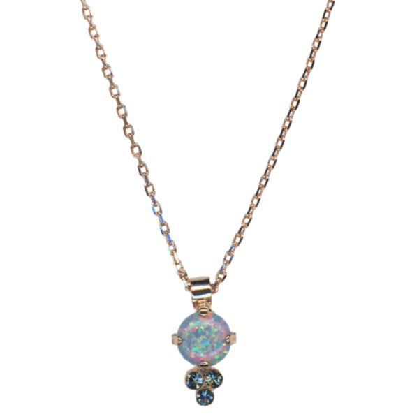 Mariana Necklace Pendant Cobochon Opal Mineral & Montana Blue Austrian Crystals Blue Morpho My Butterfly Coll.