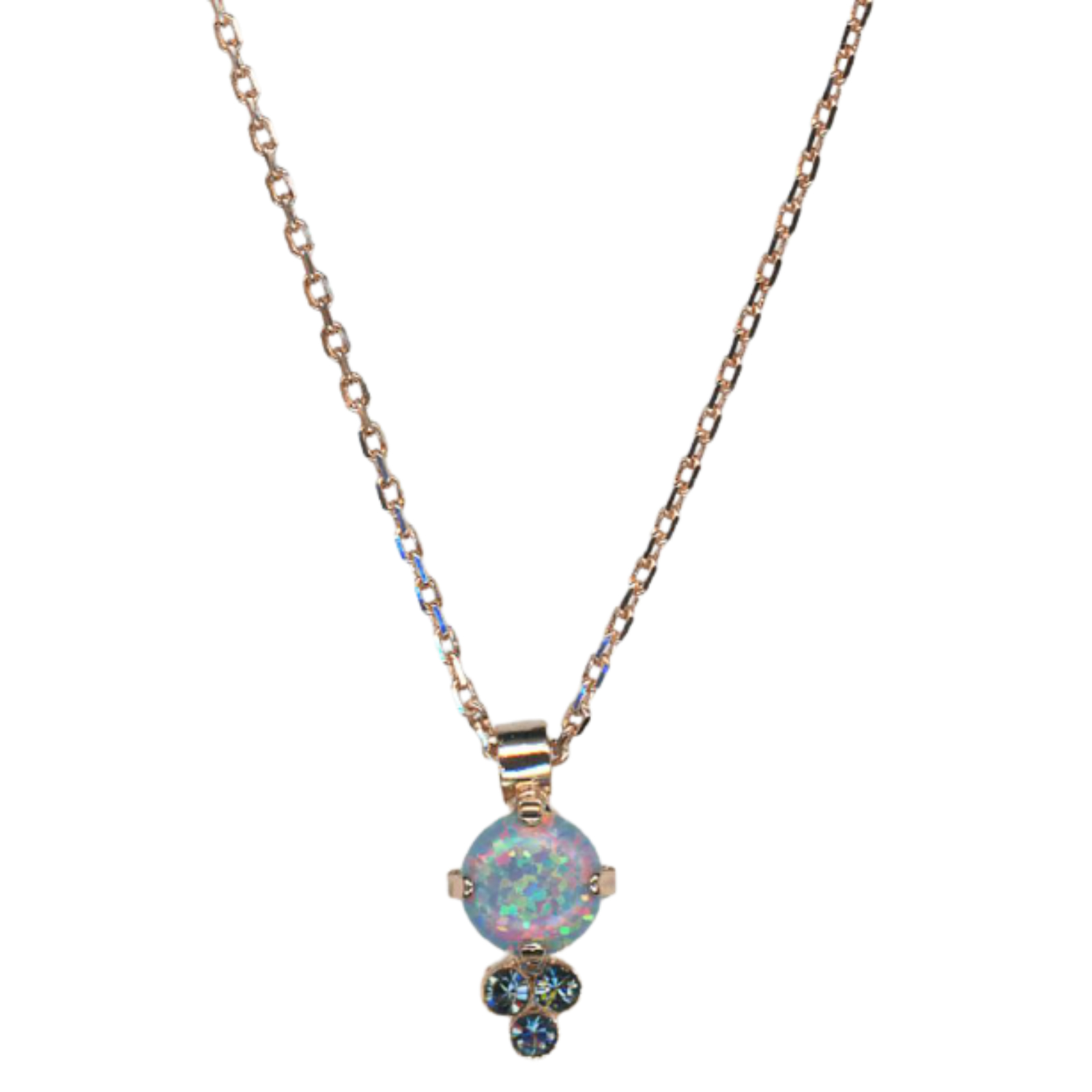 N-5010-1SO-M1118-RG(1) Mariana Necklace Pendant Cobochon Opal Mineral & Montana Blue Austrian Crystals Blue Morpho My Butterfly Coll. - Image 1