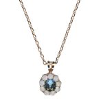 Mariana Necklace Pendant Floral in Montana Blue & Pink Opal Austrian Crystals Blue Morpho My Butterfly Coll.
