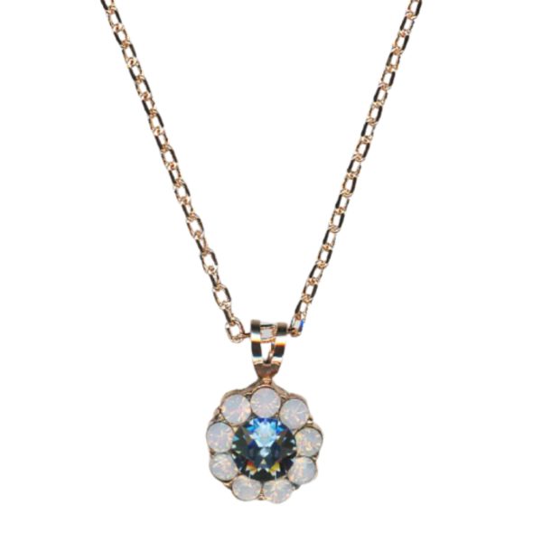 Mariana Necklace Pendant Floral in Montana Blue & Pink Opal Austrian Crystals Blue Morpho My Butterfly Coll.