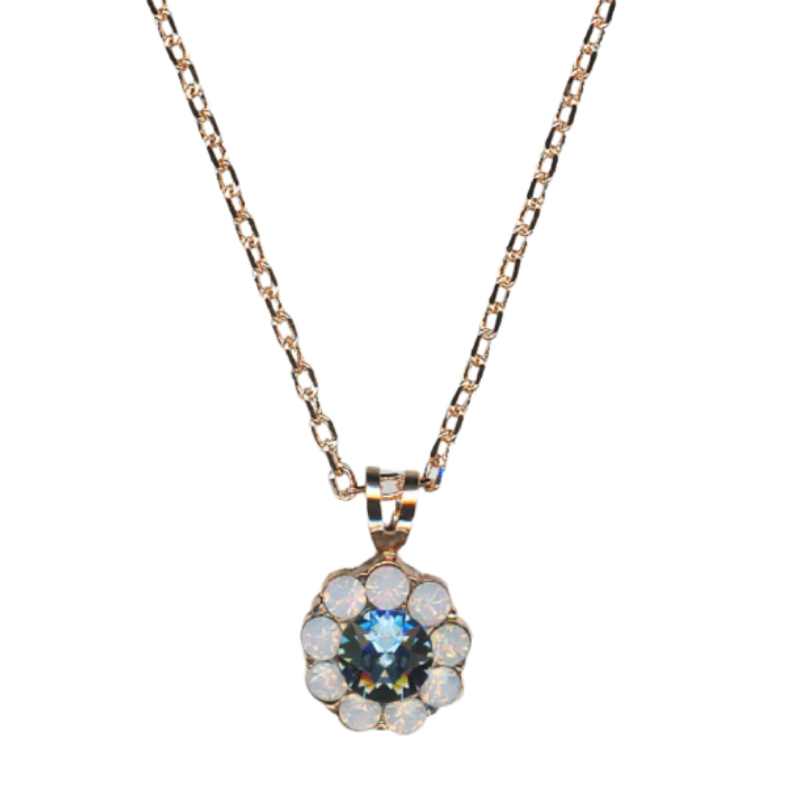 N-5035-1-1118-RG(2) Mariana Necklace Pendant Floral in Montana Blue & Pink Opal Austrian Crystals Blue Morpho My Butterfly Coll. - Image 1