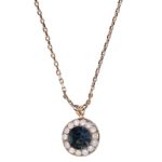 Mariana Necklace Pendant Simply Elegant Montana & Pink Opal Austrian Crystals Blue Morpho My Butterfly Coll.