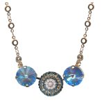 Mariana Necklace Pendant Timeless Trio in Blues, Pinks & Lt Peach Austrian Crystals Blue Morpho My Butterfly Coll.