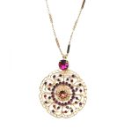 Necklace Pendant By Mariana Odyssey 2018 Coll. Boho Chic Purples, Fuchsia and Siam Swarovski Crystals