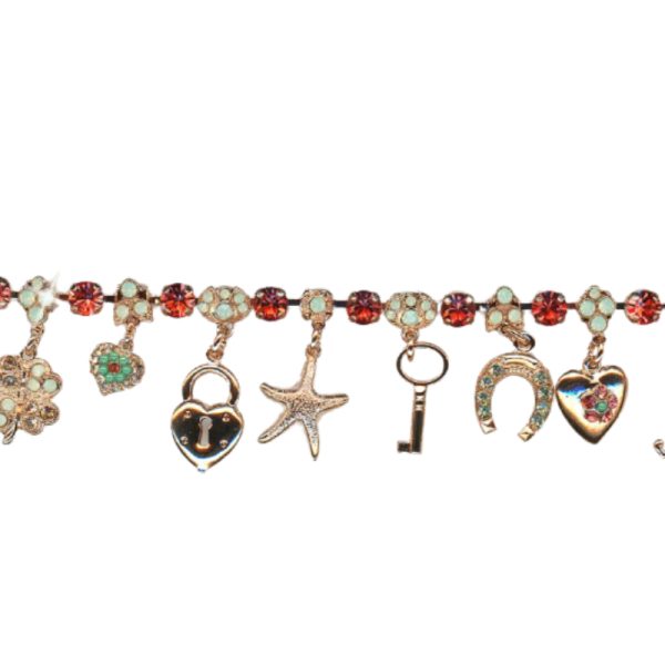 Mariana Bracelet Lovely Charms in Greens, Padparadscha, Fireopal & Moonlight Austrian Crystals Boloria Dia My Butterfly Coll.