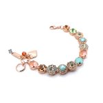Bracelet By Mariana Woman Beautiful Floral Green and Orange Opal Swarovski Crystals - Image 4