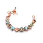 Bracelet By Mariana Woman Beautiful Floral Green and Orange Opal Swarovski Crystals - Image 2