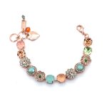 Bracelet By Mariana Woman Beautiful Floral Green and Orange Opal Swarovski Crystals