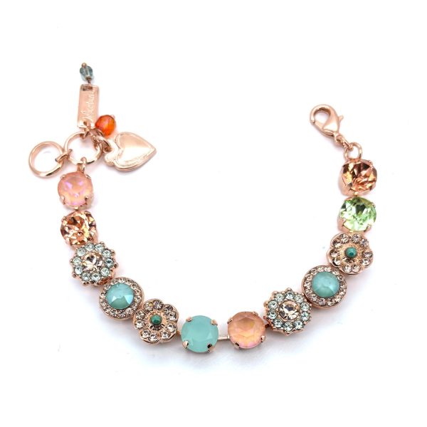 Bracelet By Mariana Woman Beautiful Floral Green and Orange Opal Swarovski Crystals