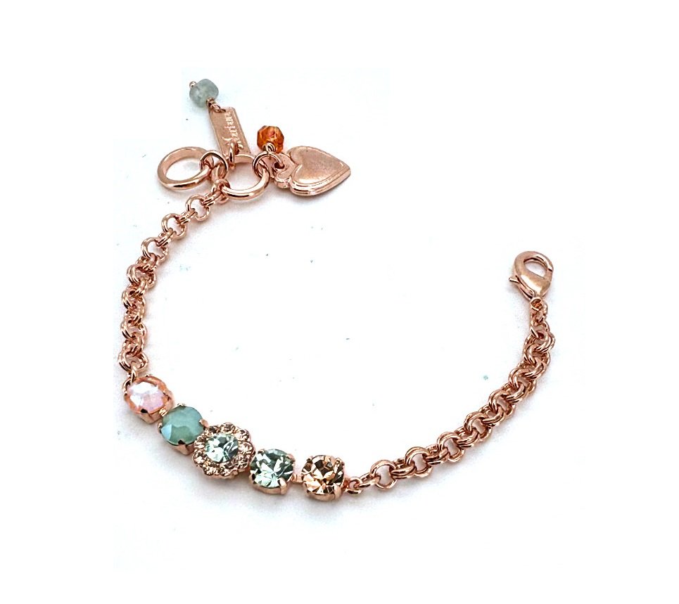 B-4352-2-1120-RG (2) Bracelet By Mariana Woman Elegant Greens and Orange Opal Swarovski Crystals - Image 1