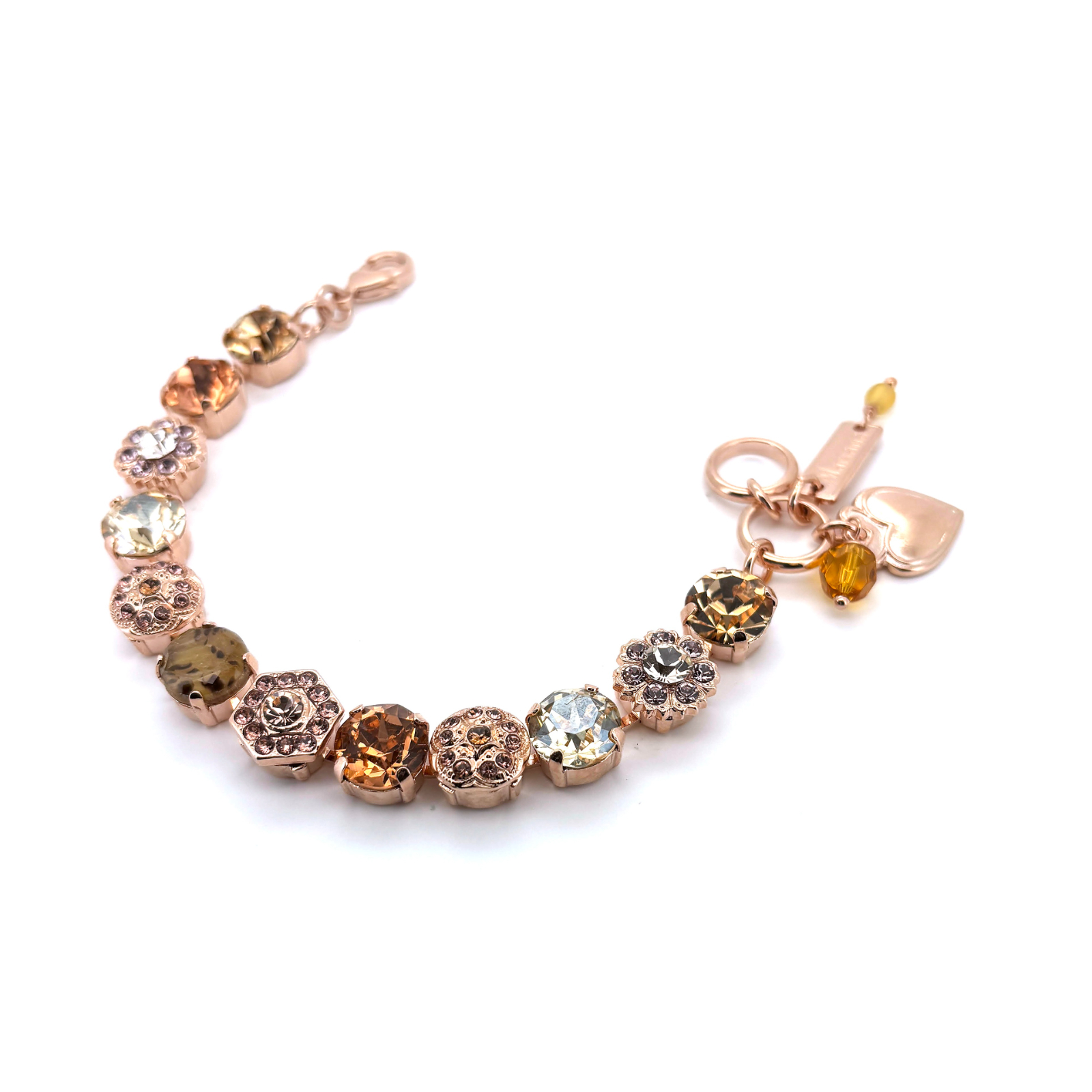 B-4411-1119-RG (1) Bracelet By Mariana Woman Gorgeous Rose and Golden Shadow Swarovski Crystals - Image 1