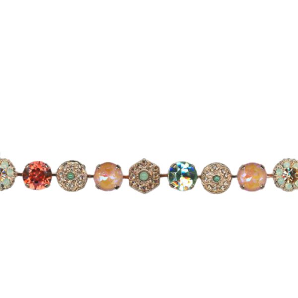 Mariana Bracelet Finely Detailed Greens, Padparadscha, Fireopal & Golden Shadow Austrian Crystals Boloria Dia My Butterfly Coll.