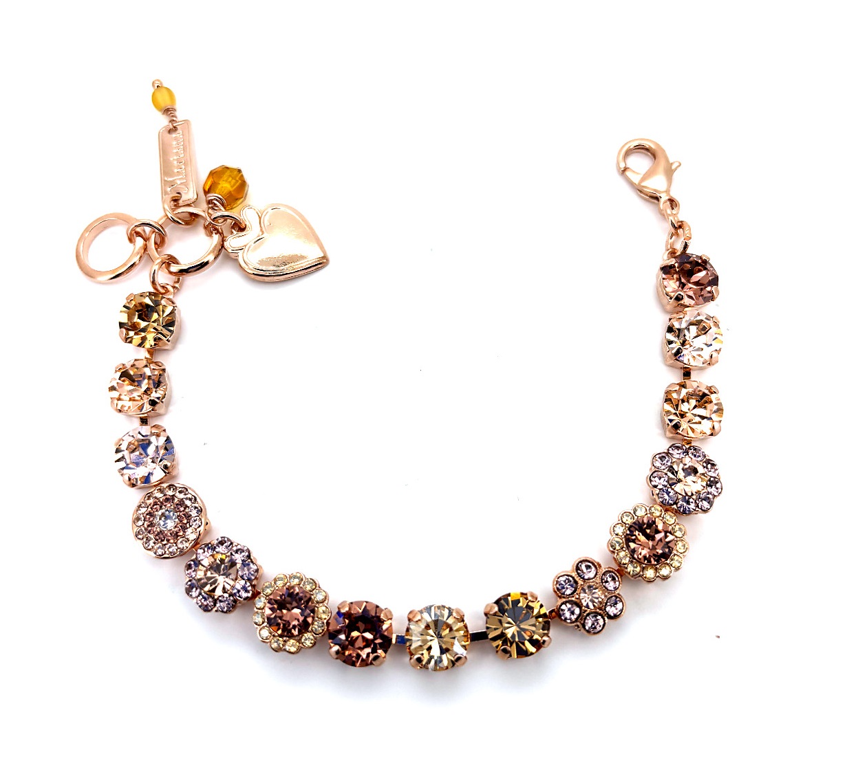 B-4479-1119-RG (2) Bracelet By Mariana Woman Bold Golden Shadow and Smoked Topaz Swarovski Crystals - Image 1