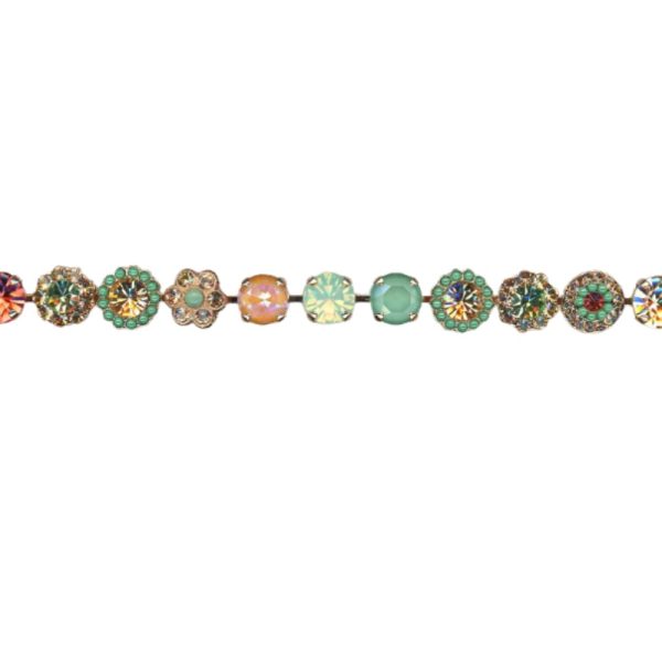 Mariana Bracelet Floral in Greens, Golden Shadow, Padparadscha & Orange Opal Austrian Crystals Boloria Dia My Butterfly Coll.