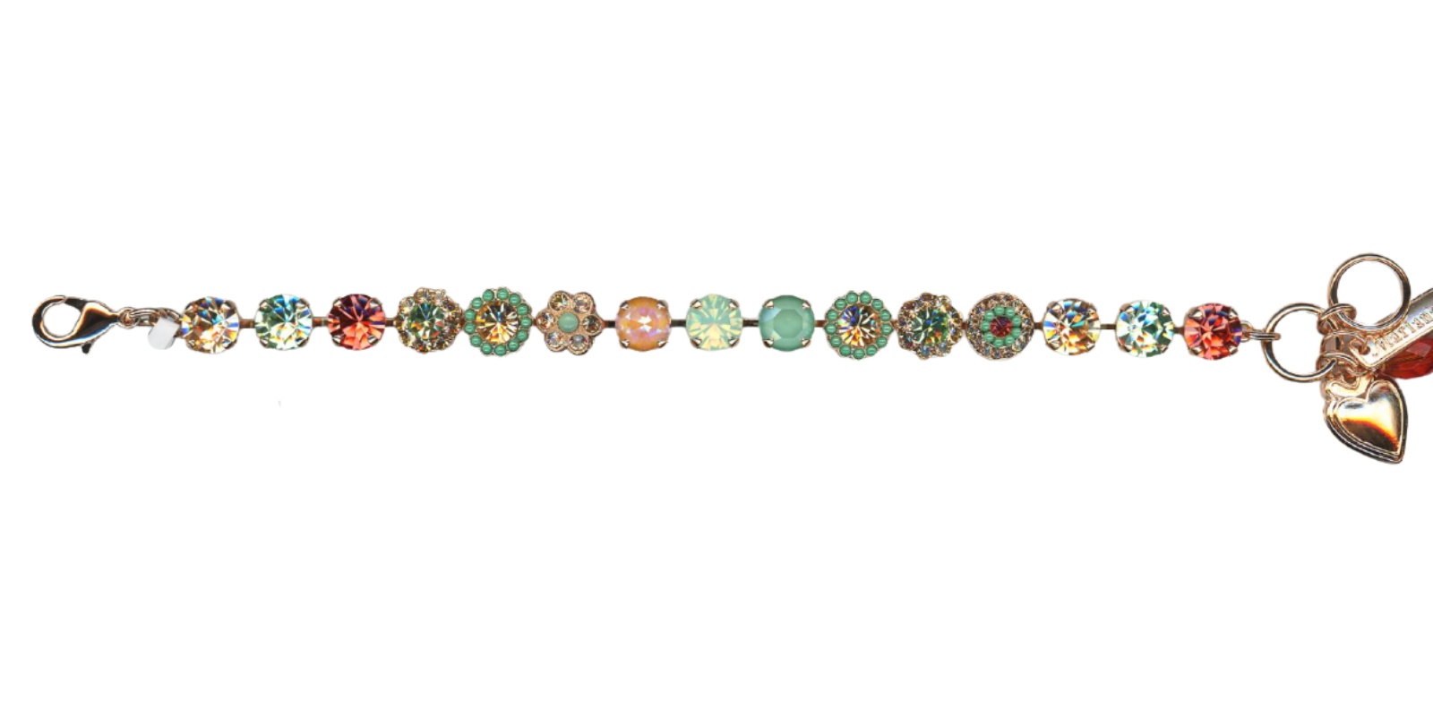 B-4479-1120-RG(4) Mariana Bracelet Floral in Greens, Golden Shadow, Padparadscha & Orange Opal Austrian Crystals Boloria Dia My Butterfly Coll. - Image 1