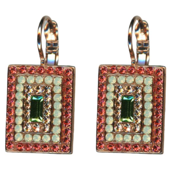Mariana Earrings Fab Padparadscha, Chrysolite Opal, Lt Peach & Emerald Austrian Crystals Boloria Dia My Butterfly Coll.