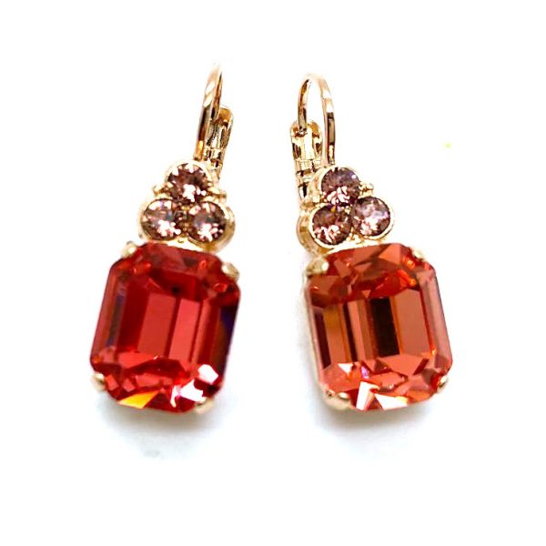 Earrings By Mariana Woman Adorable Emerald Cut Vintage Rose Swarovski Crystals
