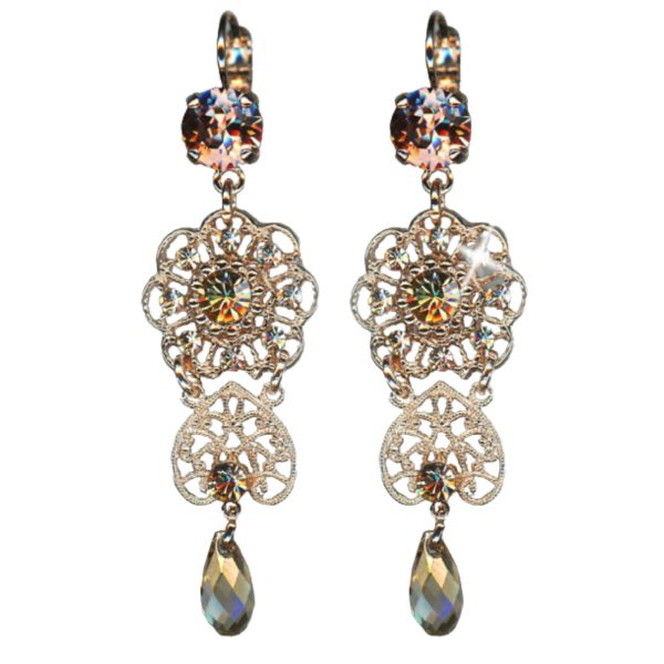 Earrings By Mariana Woman Finley Rose and Golden Swarovski Crystals